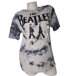 BEATLES Abbey Road Black Gray Tie Dye T Shirt Size Medium